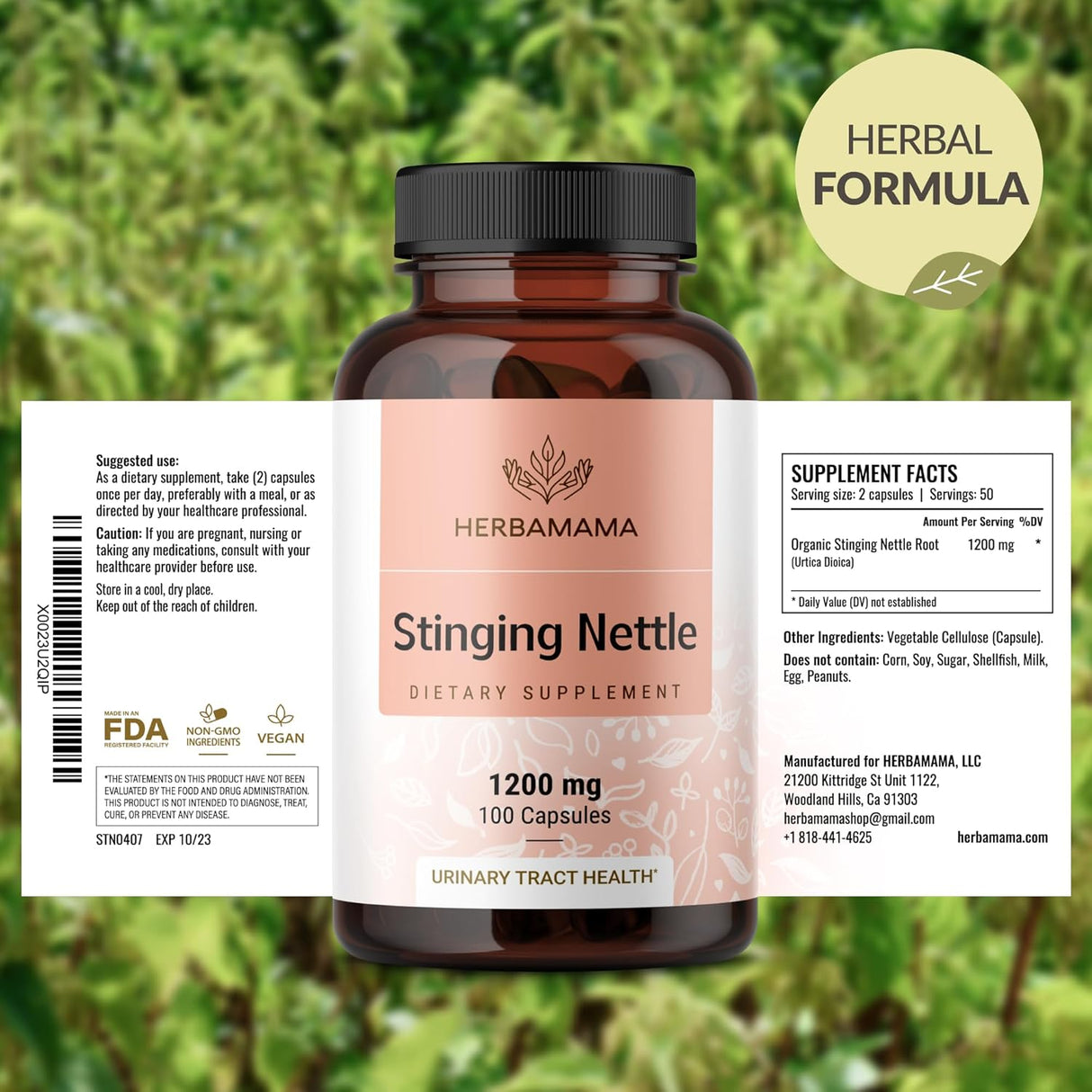 HERBAMAMA - HERBAMAMA Stinging Nettle 1200Mg. 100 Capsulas - The Red Vitamin MX - Suplementos Alimenticios - {{ shop.shopifyCountryName }}