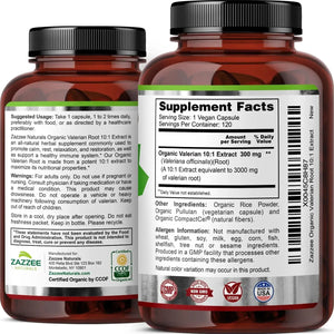 ZAZZEE NATURALS - Zazzee USDA Organic Valerian Root 10:1 Extract 120 Capsulas - The Red Vitamin MX - Suplementos Alimenticios - {{ shop.shopifyCountryName }}