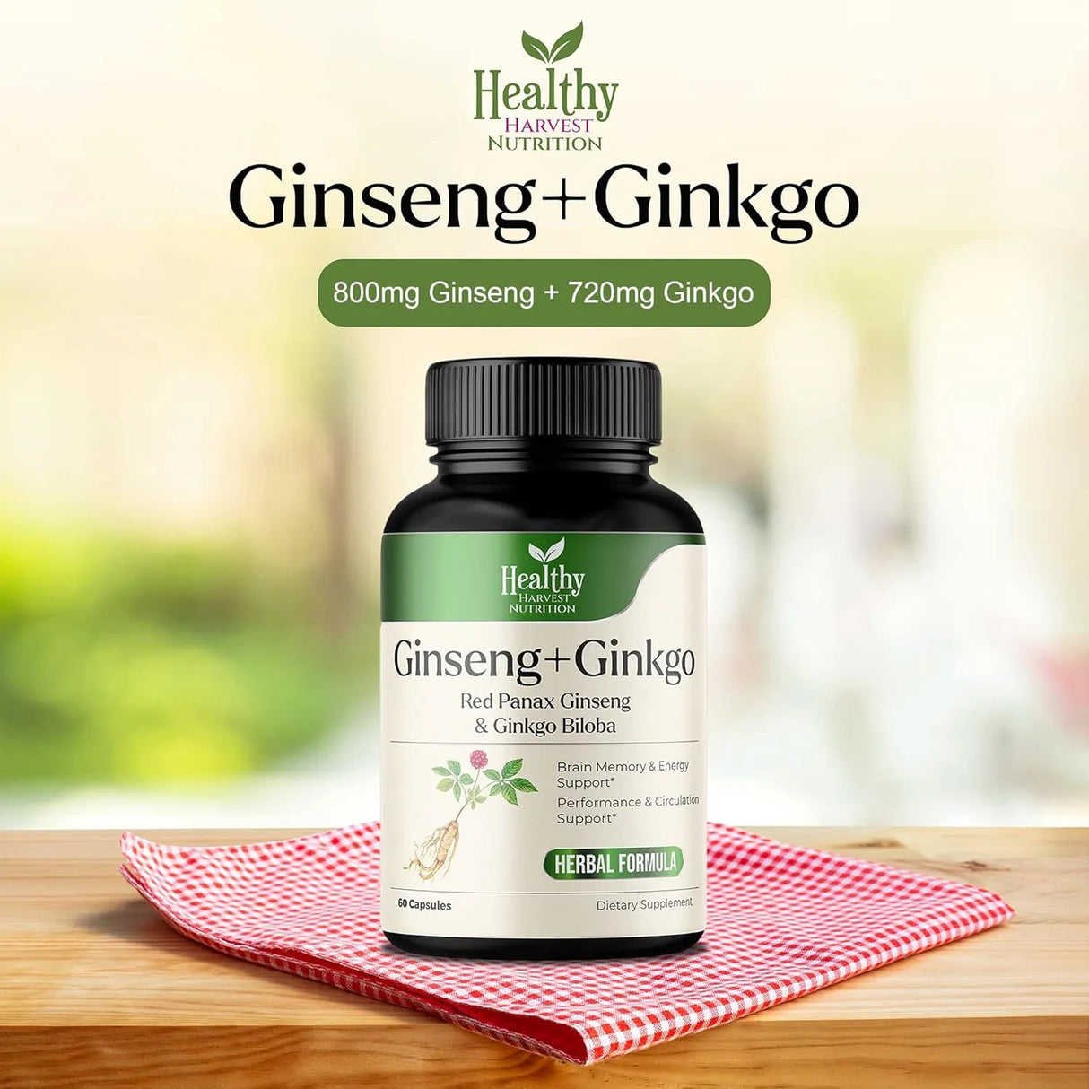 HEALTHY HARVEST NUTRITION - Healthy Harvest Nutrition Ginkgo Biloba & Ginseng 60 Capsulas - The Red Vitamin MX - Suplementos Alimenticios - {{ shop.shopifyCountryName }}