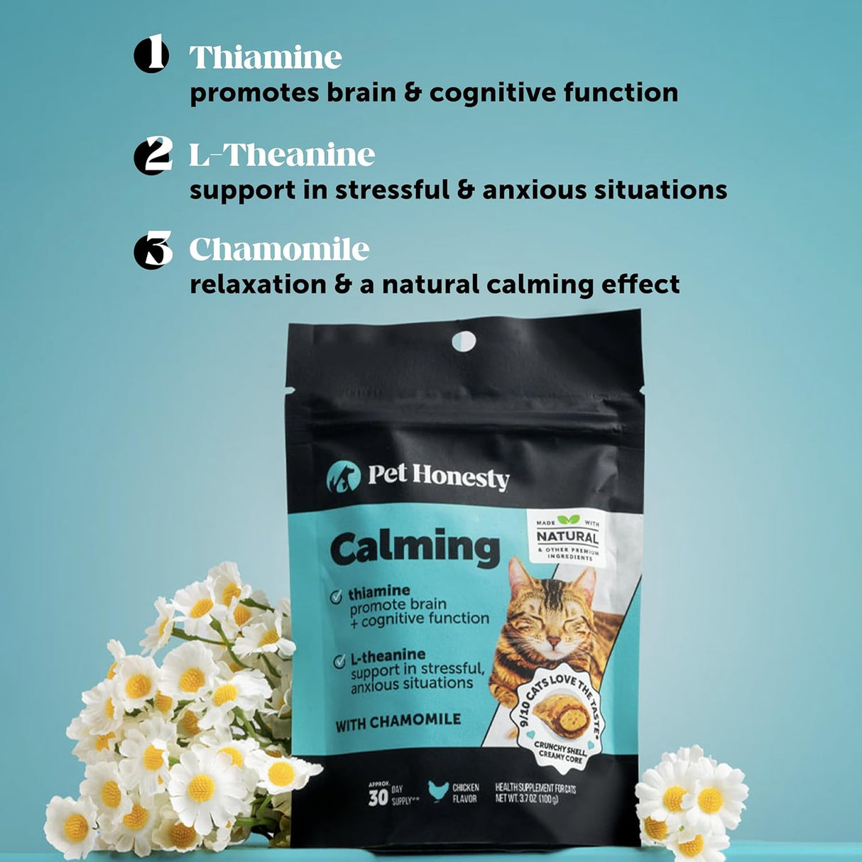 Pet Honesty Calming Chews for Cats Chicken 30 Masticables
