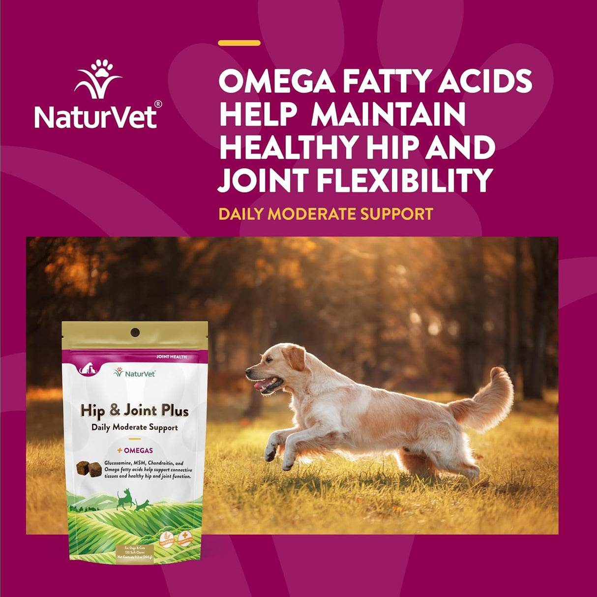 NaturVet Hip & Joint Plus 120 Masticables