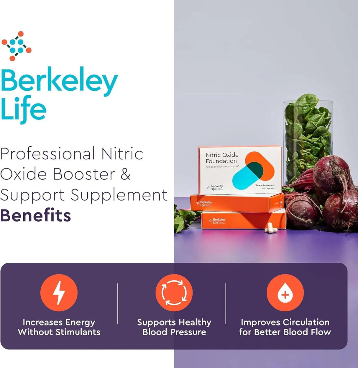 BERKELEY LIFE - Berkeley Life Nitric Oxide Booster & Support 60 Capsulas - The Red Vitamin MX - Suplementos Alimenticios - {{ shop.shopifyCountryName }}