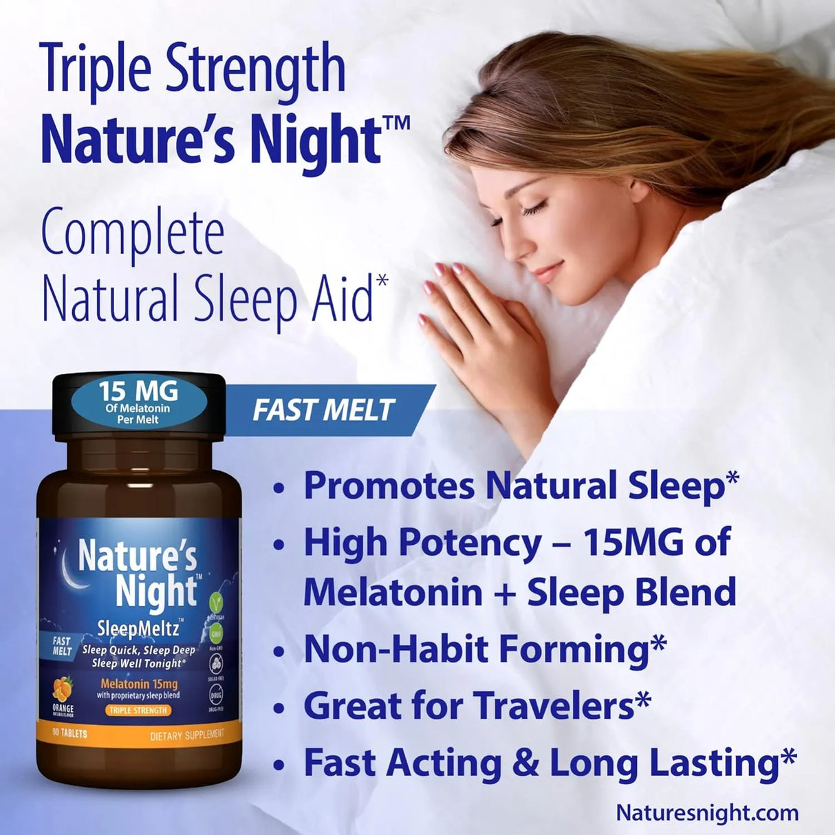 NATURE'S NIGHT - Nature's Night Triple Strength Quick Dissolve Melatonin 15Mg. 90 Tabletas - The Red Vitamin MX - Suplementos Alimenticios - {{ shop.shopifyCountryName }}