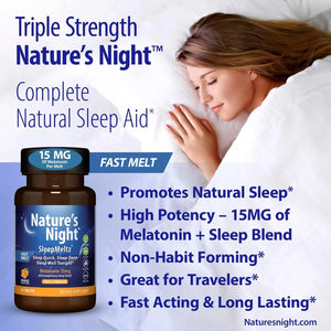 NATURE'S NIGHT - Nature's Night Triple Strength Quick Dissolve Melatonin 15Mg. 90 Tabletas - The Red Vitamin MX - Suplementos Alimenticios - {{ shop.shopifyCountryName }}