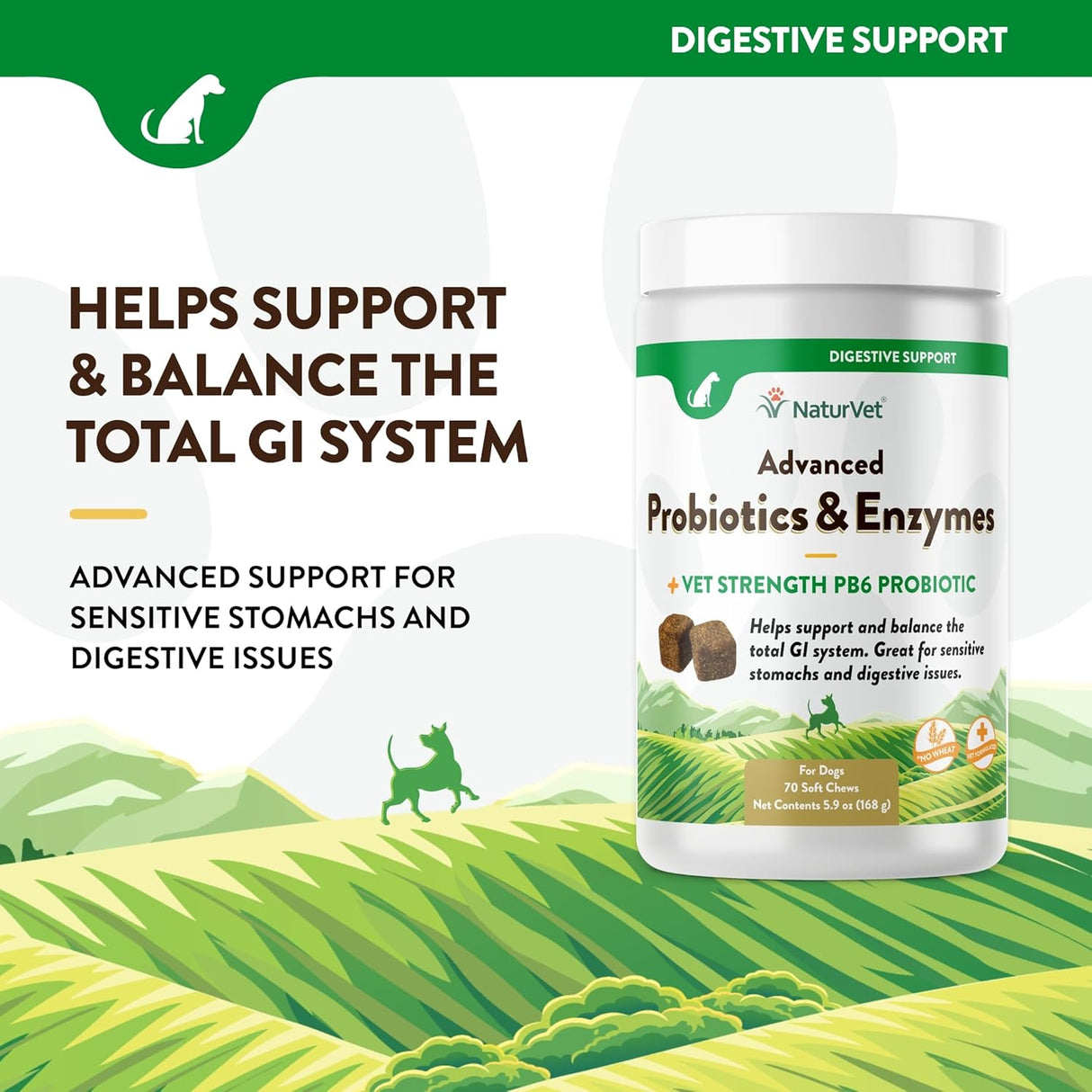 NaturVet Advanced Probiotics and Enzymes 70 Masticables