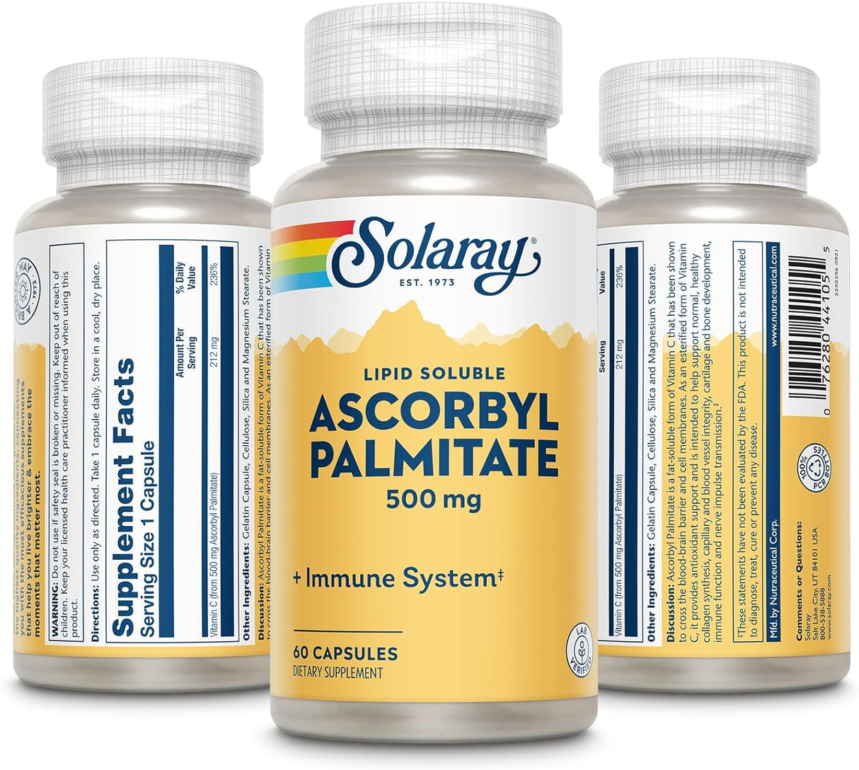 SOLARAY Ascorbyl Palmitate Vitamin C 500Mg. 60 Capsulas