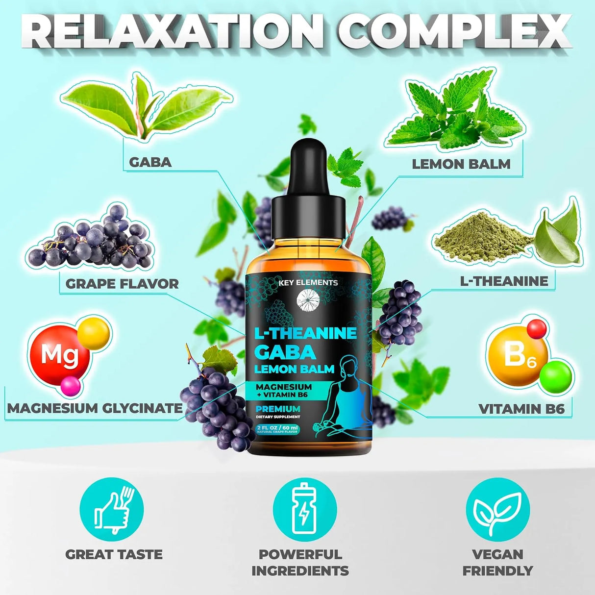 KEY ELEMENTS - Key Elements Liquid GABA with L Theanine 60Ml. - The Red Vitamin MX - Suplementos Alimenticios - {{ shop.shopifyCountryName }}