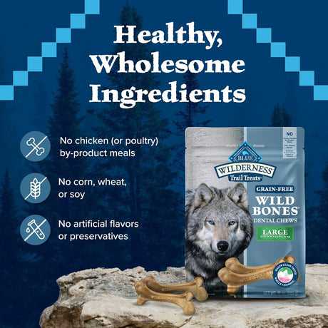 BLUE BUFFALO - Blue Buffalo Wilderness Trail Treats Wild Bones Large Dental Chews 280Gr. - The Red Vitamin MX - Cuidado Dental Para Perros - {{ shop.shopifyCountryName }}