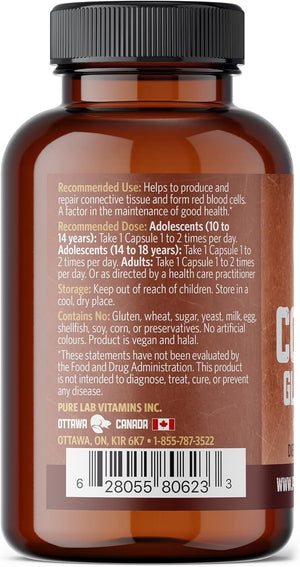 Pure Lab Vitamins Copper Glycinate 1Mg. 60 Capsulas