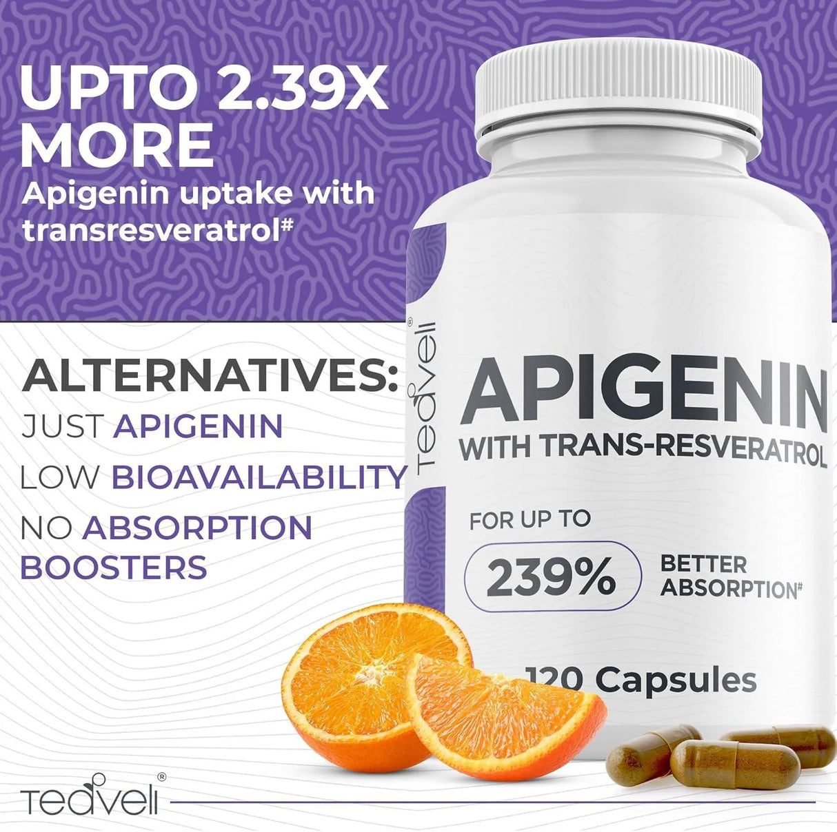 TEAVELI - Teaveli Advanced Apigenin Supplement with Resveratrol 120 Capsulas - The Red Vitamin MX - Suplementos Alimenticios - {{ shop.shopifyCountryName }}