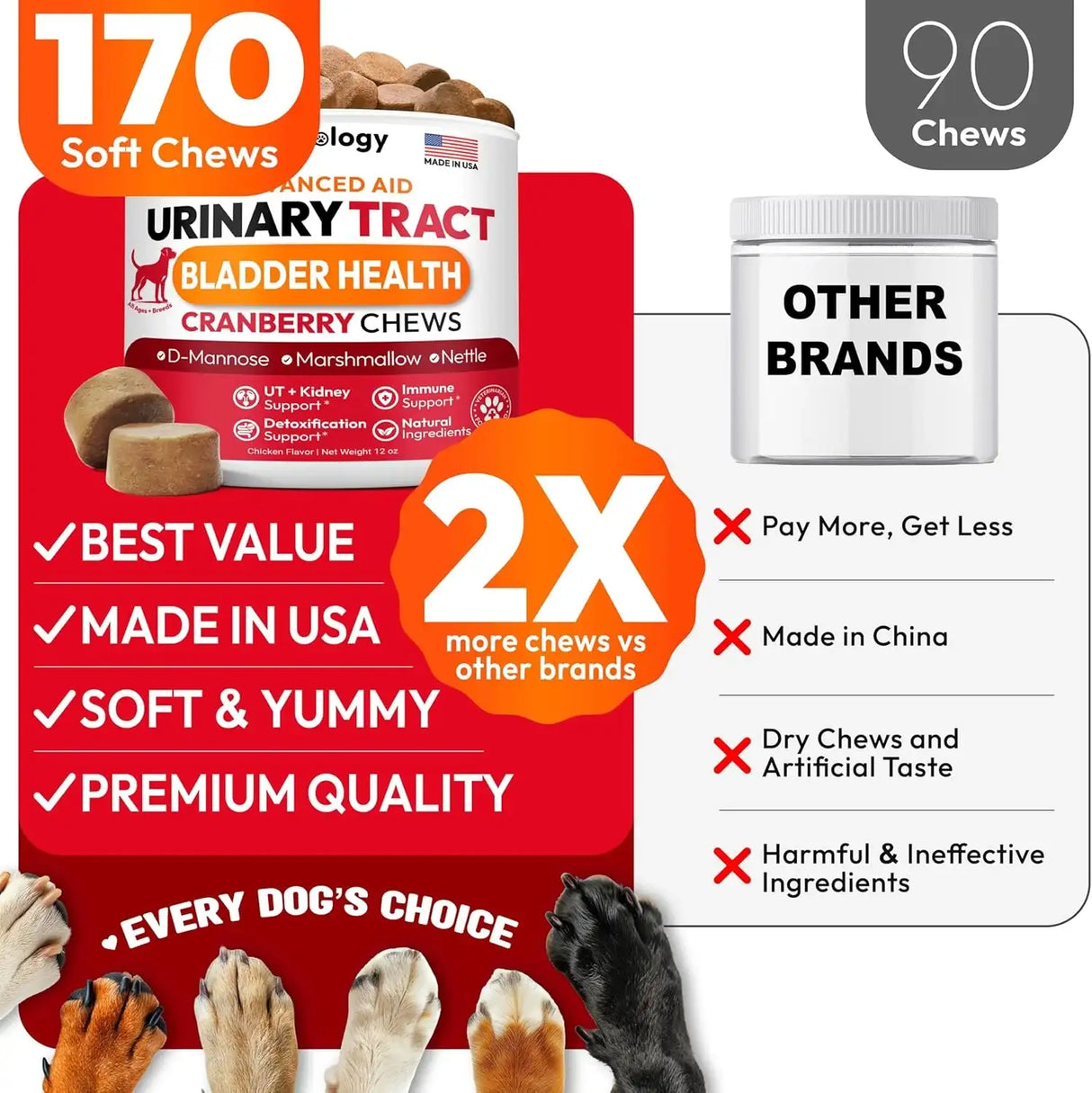 PETSOLOGY - Petsology Dog UTI Treatment Cranberry Chews 170 Masticables - The Red Vitamin MX - Salud De Tracto Urinario Para Perros - {{ shop.shopifyCountryName }}