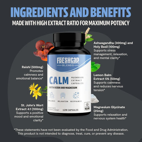 FRESHCAP - FreshCap 5-in-1 Calm with Reishi and Magnesium 120 Capsulas - The Red Vitamin MX - Suplementos Alimenticios - {{ shop.shopifyCountryName }}