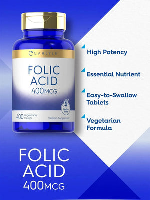 CARLYLE - Carlyle Folic Acid 400mcg 400 Tabletas - The Red Vitamin MX - Suplementos Alimenticios - {{ shop.shopifyCountryName }}