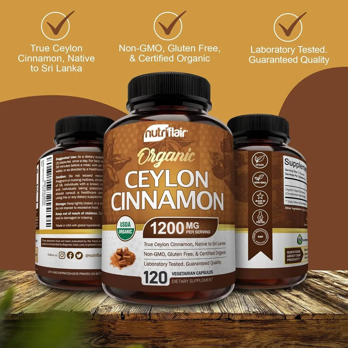 NUTRIFLAIR - NutriFlair Organic Ceylon Cinnamon 1200Mg. 120 Capsulas - The Red Vitamin MX - Suplementos Alimenticios - {{ shop.shopifyCountryName }}