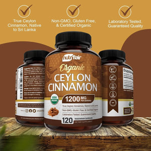 NUTRIFLAIR - NutriFlair Organic Ceylon Cinnamon 1200Mg. 120 Capsulas - The Red Vitamin MX - Suplementos Alimenticios - {{ shop.shopifyCountryName }}