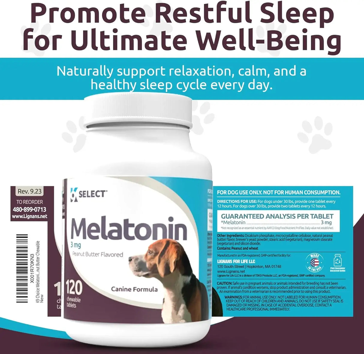 K9 SELECT - K9 Select Melatonin for Dogs Peanut Butter 3Mg. 120 Tabletas Masticables - The Red Vitamin MX - Relajantes Para Perros - {{ shop.shopifyCountryName }}