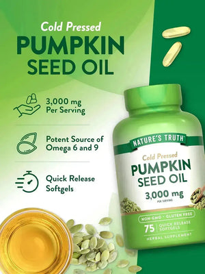 NATURE'S TRUTH - Nature's Truth Pumpkin Seed Oil 3000Mg. 75 Capsulas Blandas - The Red Vitamin MX - Suplementos Alimenticios - {{ shop.shopifyCountryName }}