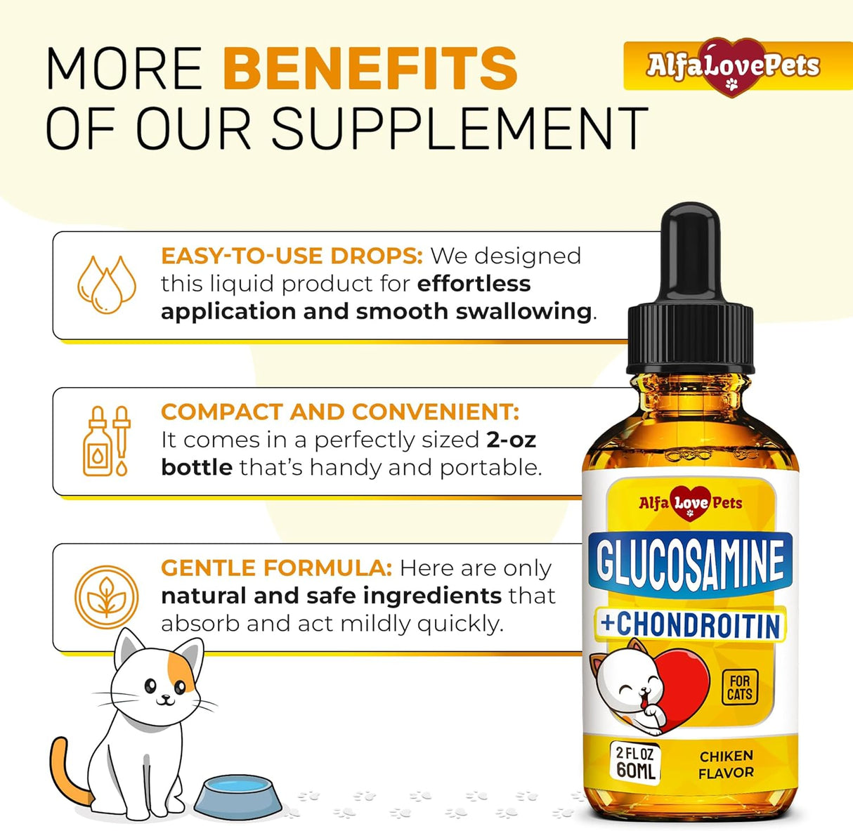 Alfa Love Pets Cat Joint Supplement for All Breeds 2 Fl.Oz.