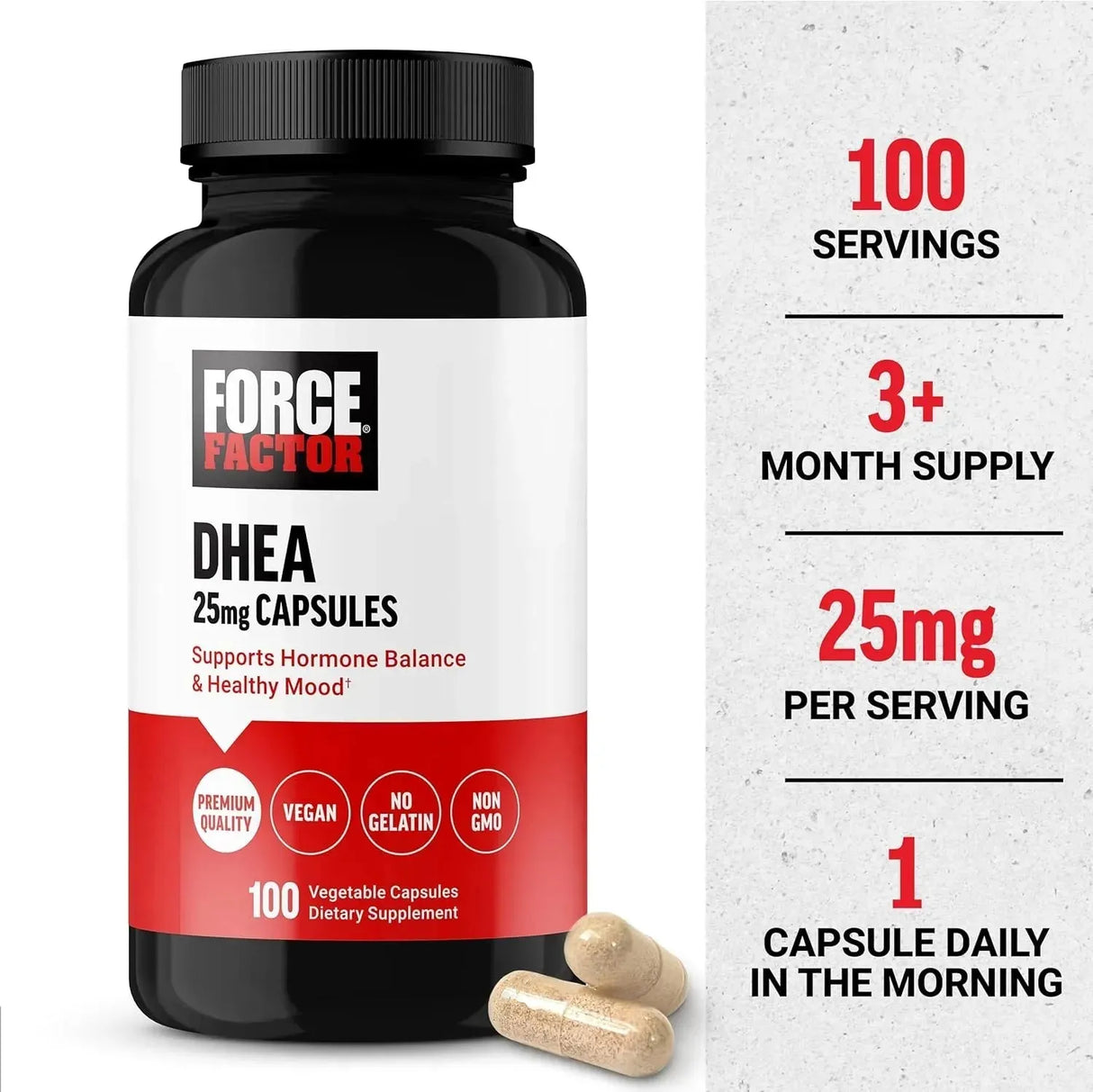 FORCE FACTOR - Force Factor DHEA 25Mg. 100 Capsulas - The Red Vitamin MX - Suplementos Alimenticios - {{ shop.shopifyCountryName }}