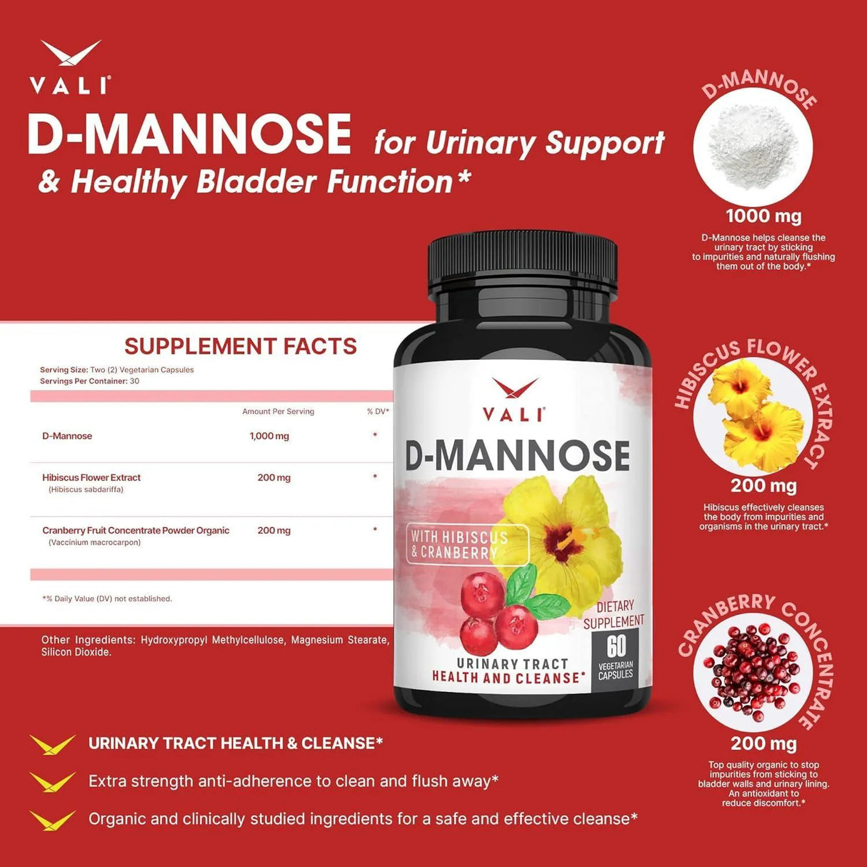 VALI - VALI D-Mannose 1000Mg. 60 Capsulas - The Red Vitamin MX - Suplementos Alimenticios - {{ shop.shopifyCountryName }}