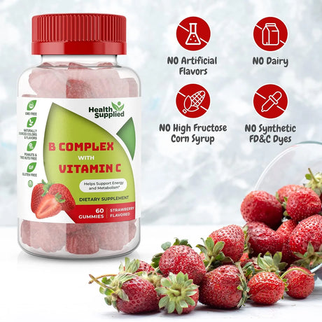 HEALTH SUPPLIED - Health Supplied Strawberry Flavored Vitamin B Complex Gummies 60 Gomitas - The Red Vitamin MX - Suplementos Alimenticios - {{ shop.shopifyCountryName }}