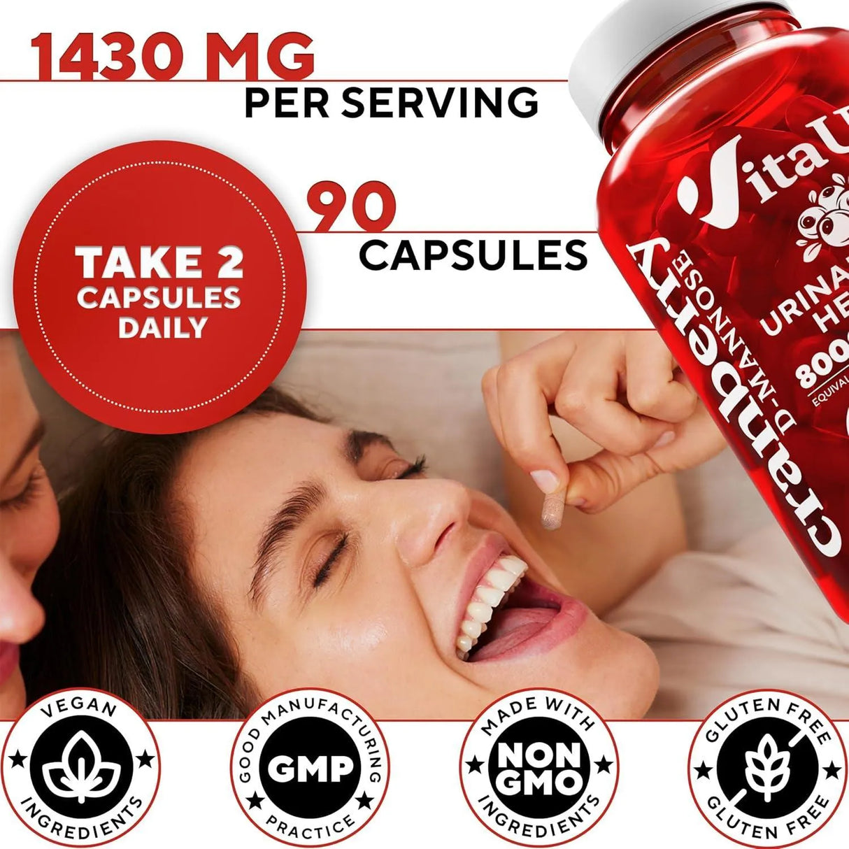 VITAUP - VitaUp D-mannose 1000Mg. with Cranberry and Vitamin C 90 Capsulas - The Red Vitamin MX - Suplementos Alimenticios - {{ shop.shopifyCountryName }}