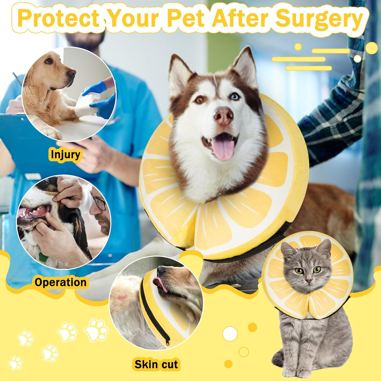 Cneo Recovery Donut Collar LEMON LARGE