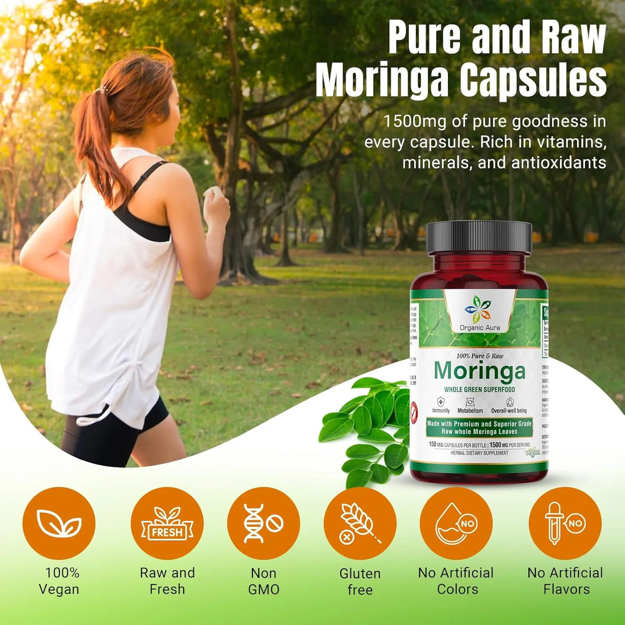 ORGANIC AURA - Organic Aura Moringa Leaf 1500Mg. 150 Capsulas - The Red Vitamin MX - Suplementos Alimenticios - {{ shop.shopifyCountryName }}