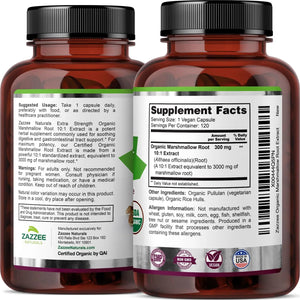 ZAZZEE NATURALS - Zazzee USDA Organic Marshmallow Root 10:1 Extract 3000Mg. 120 Capsulas - The Red Vitamin MX - Suplementos Alimenticios - {{ shop.shopifyCountryName }}