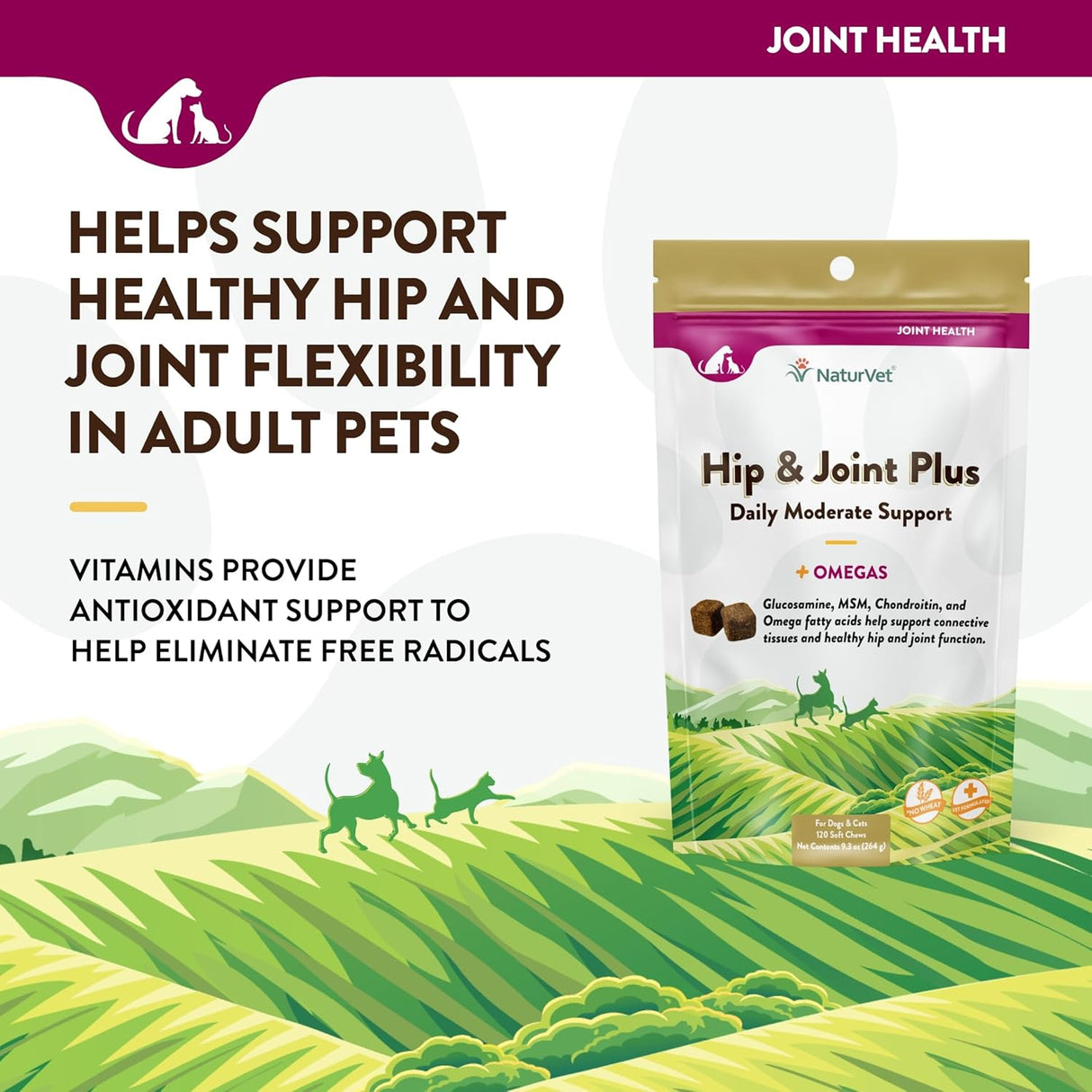 NaturVet Hip & Joint Plus 120 Masticables