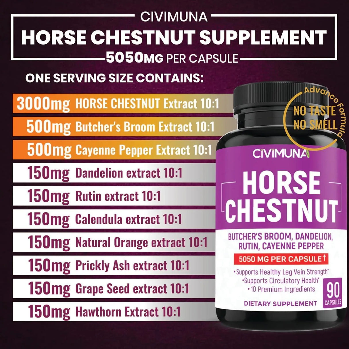 CIVIMUNA - CIVIMUNA Horse Chestnut 5050Mg. 90 Capsulas - The Red Vitamin MX - Suplementos Alimenticios - {{ shop.shopifyCountryName }}