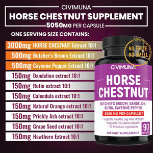 CIVIMUNA - CIVIMUNA Horse Chestnut 5050Mg. 90 Capsulas - The Red Vitamin MX - Suplementos Alimenticios - {{ shop.shopifyCountryName }}