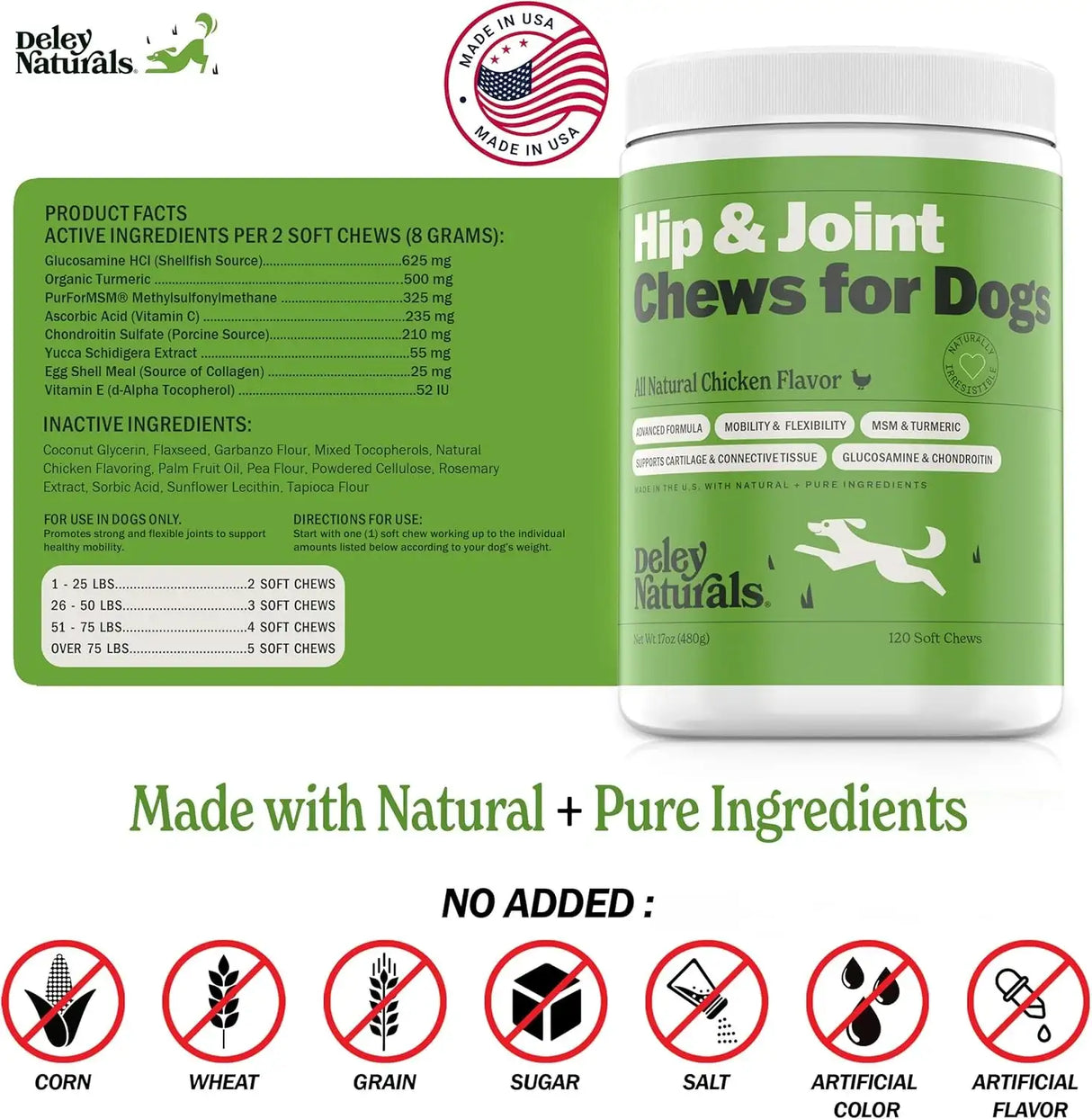 DELEY NATURALS - Deley Naturals Dog Hip and Joint Supplement 120 Masticables - The Red Vitamin MX - Cuidado De Cadera Y Articulaciones Para Perros - {{ shop.shopifyCountryName }}