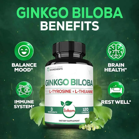 SATOOMI - Satoomi Ginkgo Biloba with L-Tyrosine L-Theanine 120 Capsulas - The Red Vitamin MX - Suplementos Alimenticios - {{ shop.shopifyCountryName }}