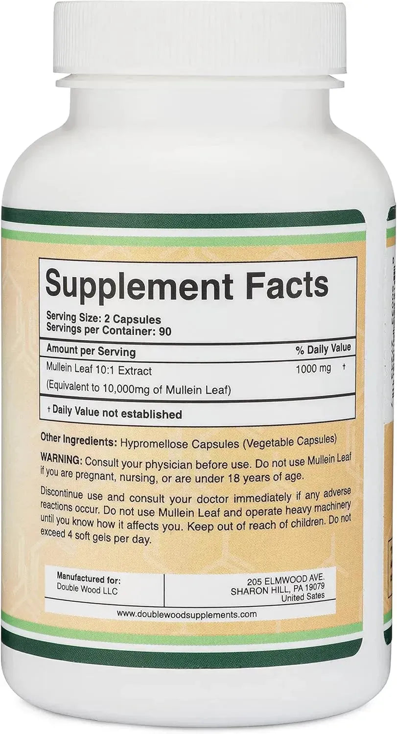 DOUBLE WOOD SUPPLEMENTS - Double Wood Supplements Mullein Leaf Extract 180 Capsulas - The Red Vitamin MX - Suplementos Alimenticios - {{ shop.shopifyCountryName }}