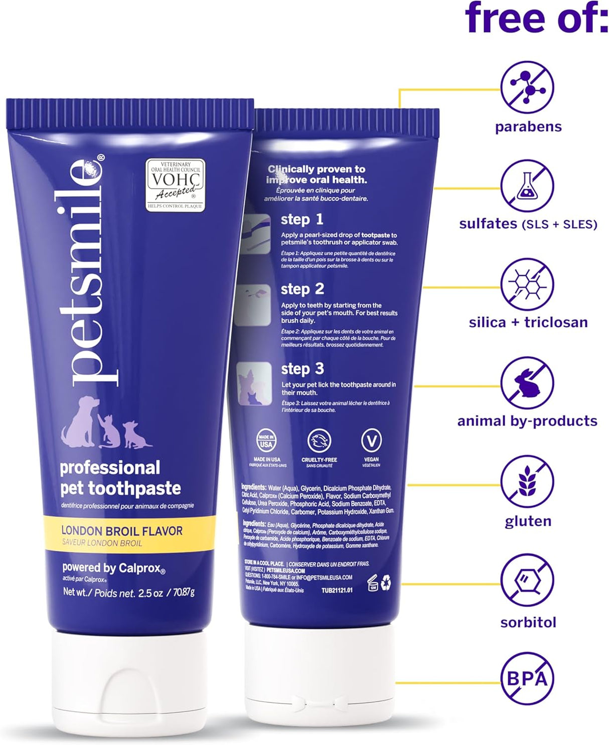 Petsmile Professional Pet Teeth Brushing Kit for Cats & Dogs London Broil 2.5 Oz