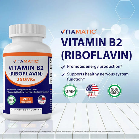 VITAMATIC - Vitamatic Vitamin B2 250Mg. 200 Capsulas - The Red Vitamin MX - Suplementos Alimenticios - {{ shop.shopifyCountryName }}