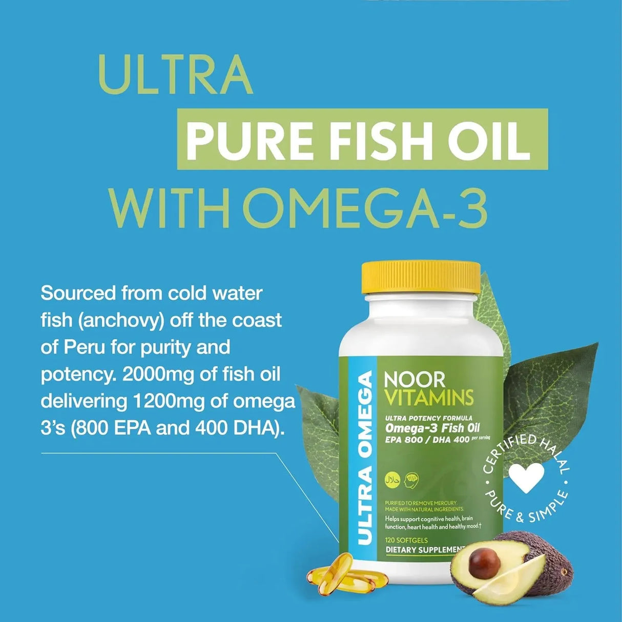NOOR VITAMINS - Noor Vitamins Halal Fish Oil Ultra Omega 3 120 Capsulas Blandas - The Red Vitamin MX - Suplementos Alimenticios - {{ shop.shopifyCountryName }}
