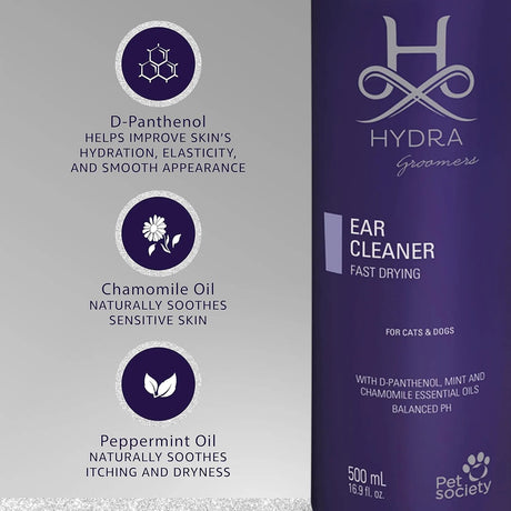 H HYDRA GROOMERS - Hydra Professional Ear Cleaner 500Ml. - The Red Vitamin MX - Cuidado Del Oído De Perros - {{ shop.shopifyCountryName }}