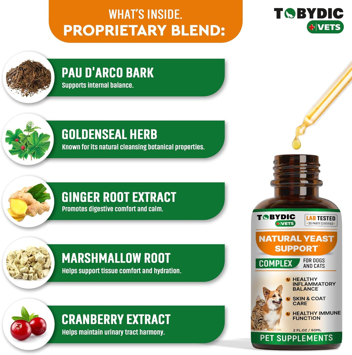 TOBYDIC Natural Cats & Dog Yeast Infection Relief 2 Fl.Oz.
