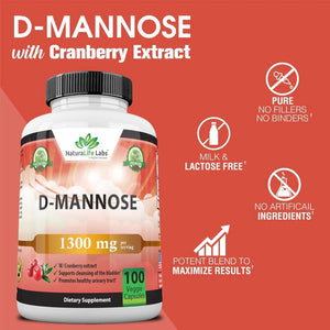 NATURALIFE LABS - NaturaLife Labs D-Mannose 1,300Mg. 100 Capsulas - The Red Vitamin MX - Suplementos Alimenticios - {{ shop.shopifyCountryName }}