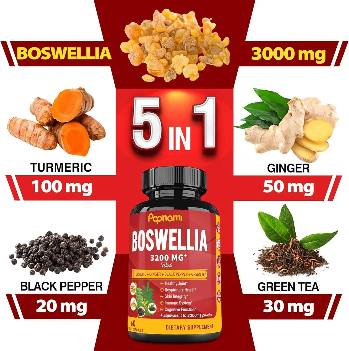 PAPNAMI - Papnami Boswellia Serrata Extract 3200Mg. 60 Capsulas - The Red Vitamin MX - Suplementos Alimenticios - {{ shop.shopifyCountryName }}