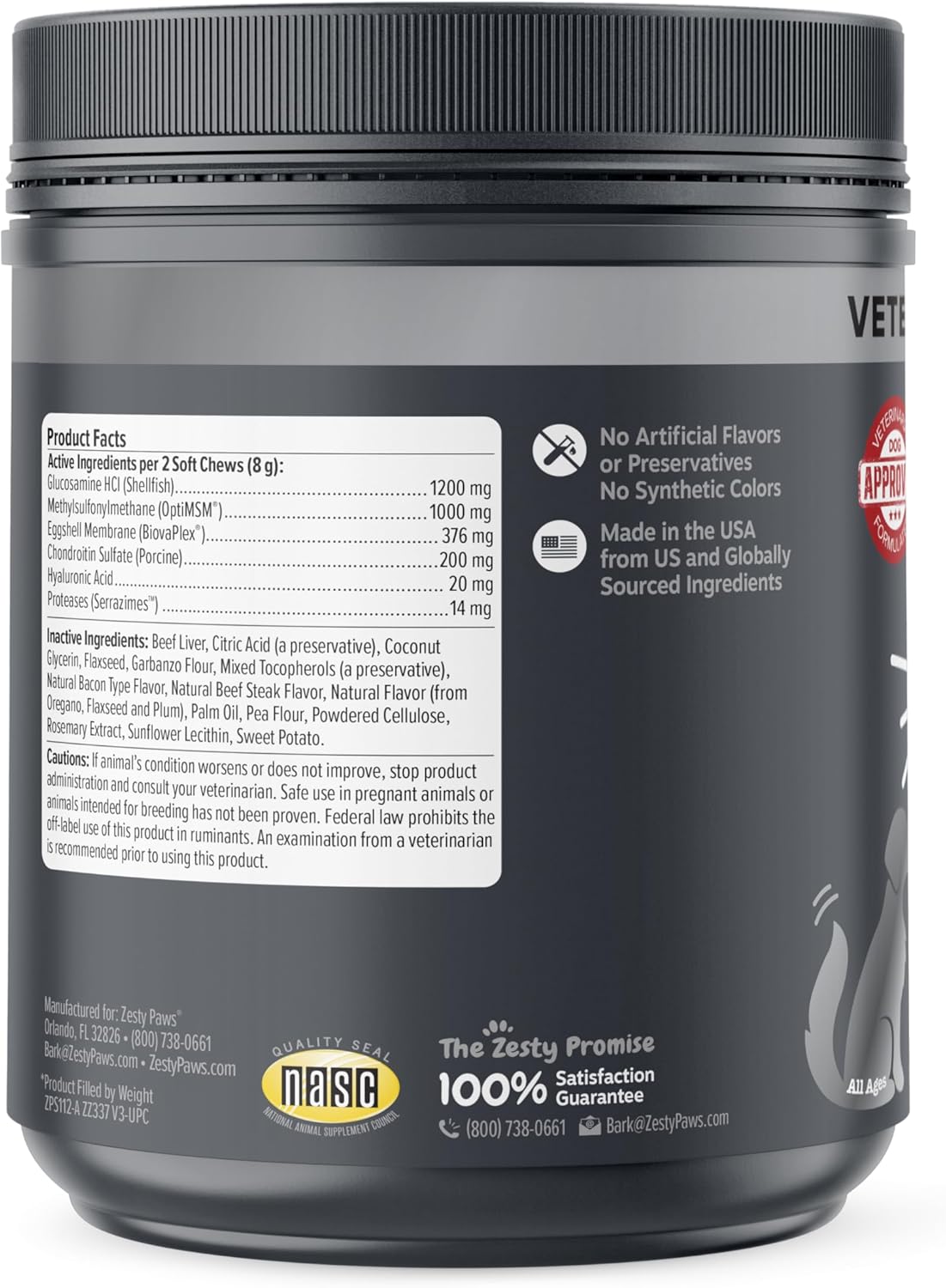 Zesty Paws Vet Strength Mobility Bites Beef & Bacon Flavor 90 Masticables
