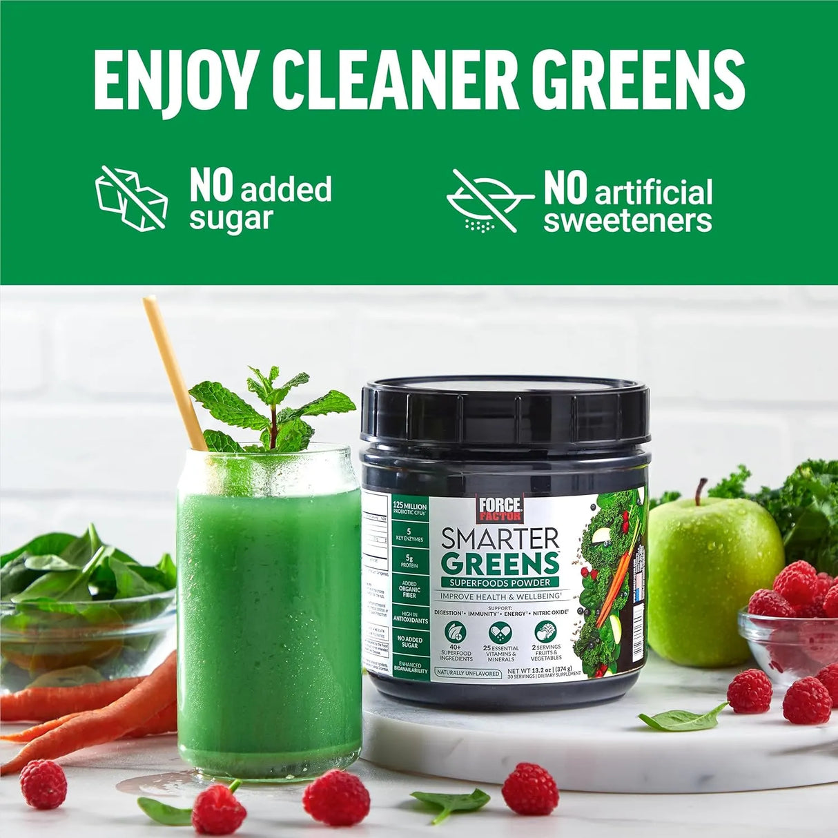 FORCE FACTOR - Force Factor Smarter Greens Superfoods Powder 30 Servicios 374Gr. - The Red Vitamin MX - Suplementos Alimenticios - {{ shop.shopifyCountryName }}