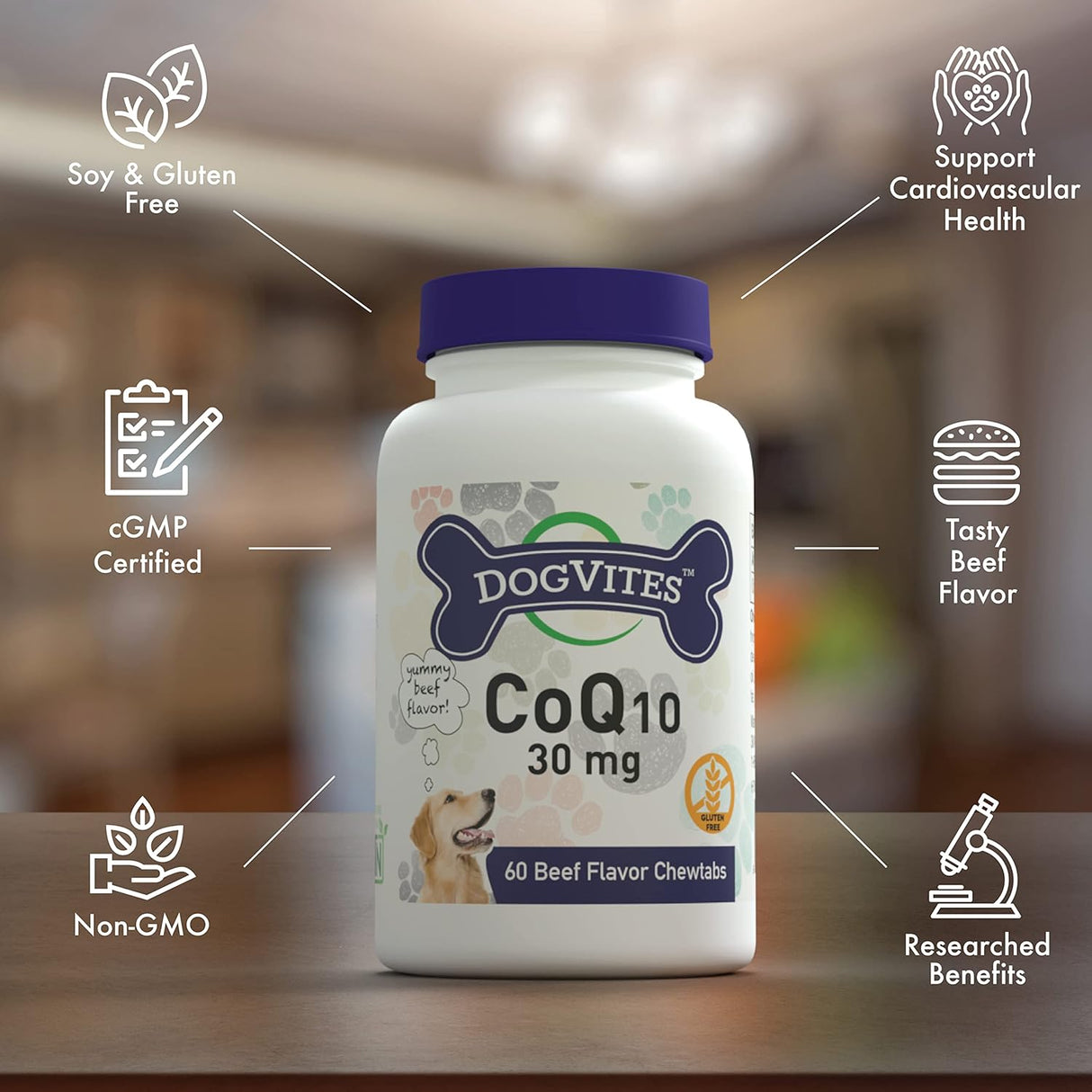 Health Thru Nutrition Dog-Vites CoQ10 for Dogs 60 Tabletas Masticables