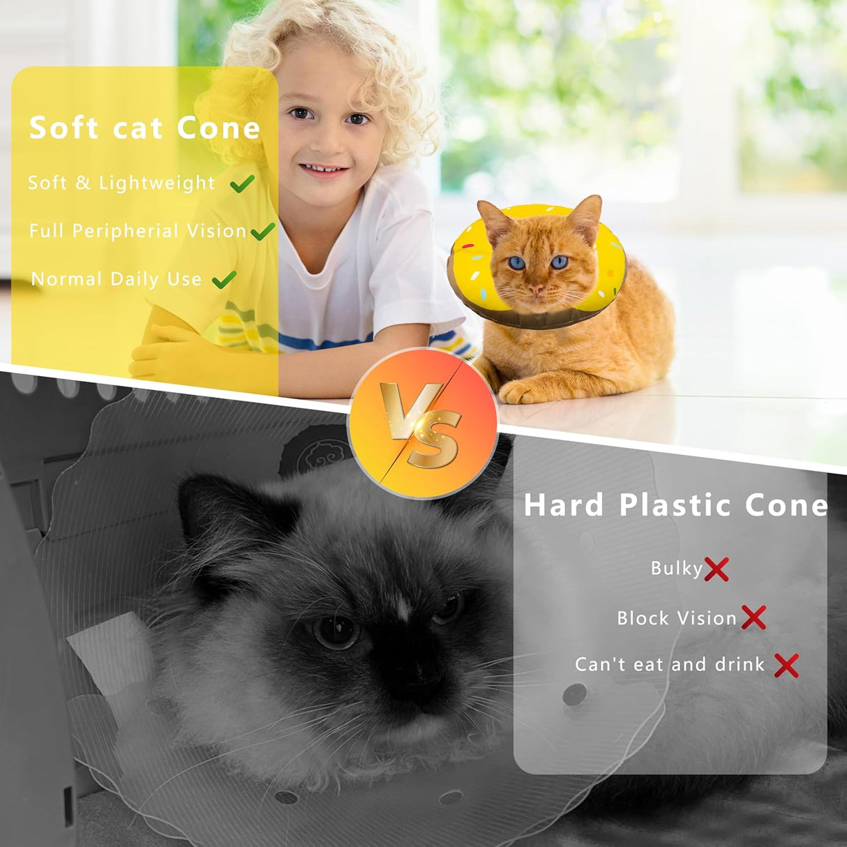 Seyezo Cat Cone Collar Soft Yellow Medium