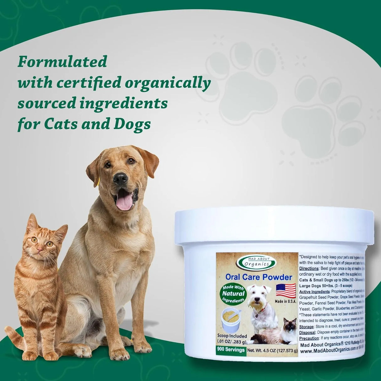 MAD ABOUT ORGANICS - Mad About Organics Dog or Cat Oral Care Powder 127Gr. - The Red Vitamin MX - Cuidado Dental Para Perros - {{ shop.shopifyCountryName }}