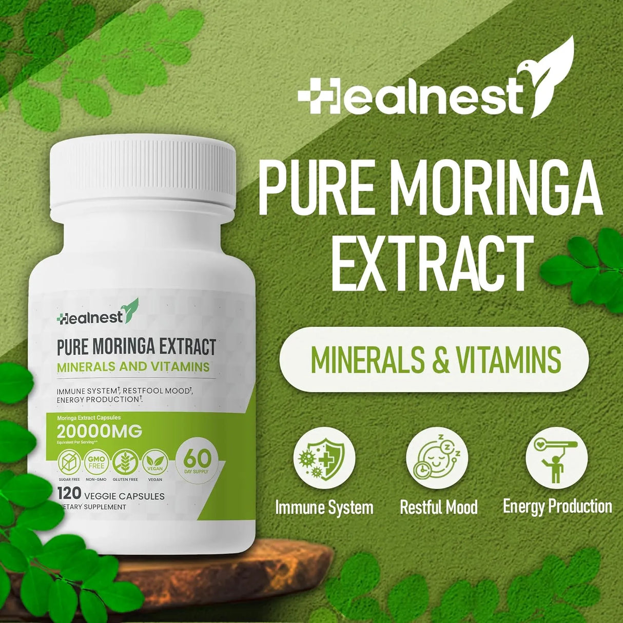 HEALNEST - HEALNEST Pure Moringa Extract 20,000Mg. 120 Capsulas - The Red Vitamin MX - Suplementos Alimenticios - {{ shop.shopifyCountryName }}