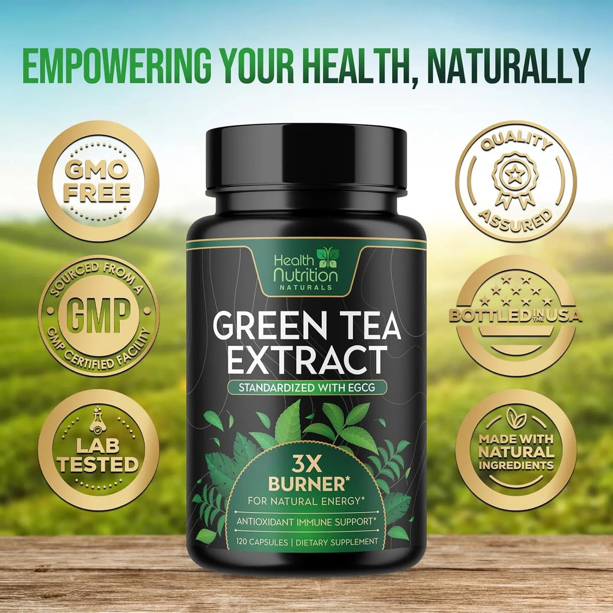 HEALTH NUTRITION NATURALS - Health Nutrition Naturals Green Tea Extract 120 Capsulas - The Red Vitamin MX - Suplementos Alimenticios - {{ shop.shopifyCountryName }}