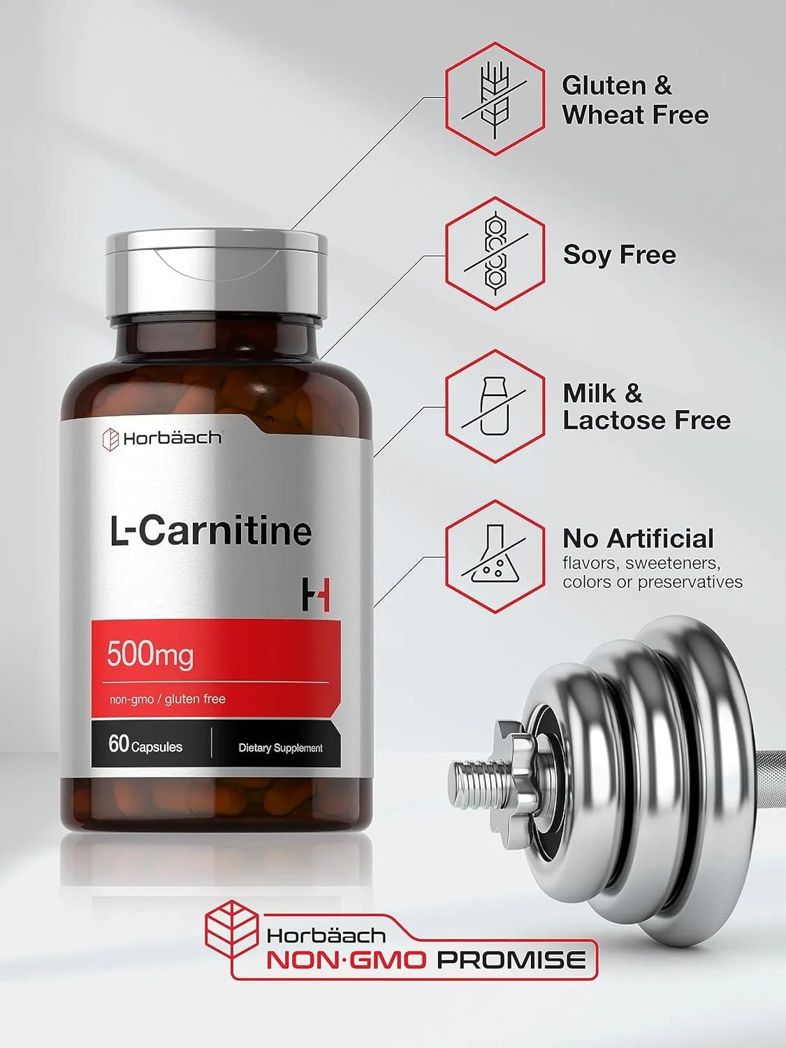 HORBAACH - Horbaach L Carnitine 500Mg. 60 Capsulas - The Red Vitamin MX - Suplementos Alimenticios - {{ shop.shopifyCountryName }}